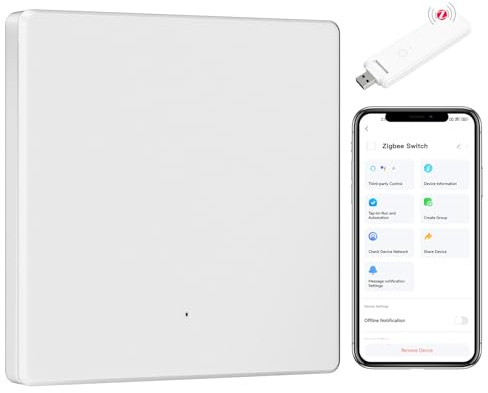 BSEED Zigbee Lichtschalter, Smart Lichtschalter 1 Fach 1 Weg arbeitet mit Amazon Alexa/Google Home/Tuya/Smart Life, Weiß (Erforderlich NeutralDraht & Zigbee-Gateway)