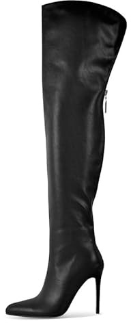 MissHeel Spitze Zehenkappe Über dem Knie Stiefel mit Reißverschluss Langschaft Stretch Overknee Stiefel