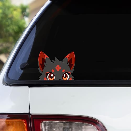 Pure Print Cut Kitsune Peeker Kuroko – Vtuber Fanart by Kitsukami – Anime Sticker – Wasserfest & UV-Beständig – 2 Stück 12x9 cm – Für Laptop, Auto & Otaku Deko