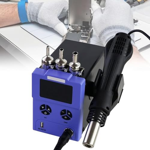 Pistola De Calor para Soldar De 600 W, Volumen De Aire Ajustable De 100 A 480 °C, Máquina Desoldadora De Aire Caliente, Estación De Retrabajo De Aire Caliente SMD
