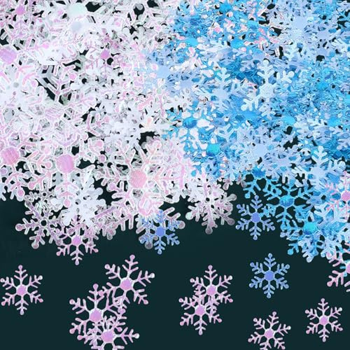 1000 Stück Streudeko Weihnachten,Schneeflocken Deko,Tischdeko Weihnachten Schneeflocken Weiß, Geeignet für Winter, Hochzeit, Geburtstag, Feiertagsparty-Dekorationen