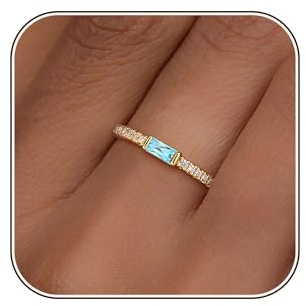 ZOERAY Bague Femme Or Pierre de Naissance Bagues Plaqué Or Carats 18 con Zirconia Bague Pouce Phalange con Citrine Améthyste Alliance Bague Turquoise Fine de Fiançailles Mariage Cadeau Anniversaire
