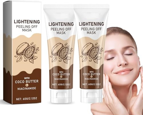 Ljusare Peel Off mask, Instant Glow Niacinamid ansiktsmask med chokladextrakt, djup hydrering för alla hudtyper, porförfining och hudutjämning, veganvänlig (2 stycken)