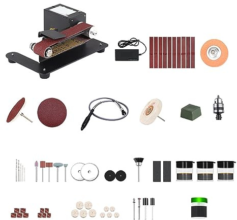 250W Mini Levigatrice a nastro Smerigliatrice da banco elettrica Levigatrice 7 Velocità regolabile Controllo Piccola smerigliatrice Affilatrice Lucidatrice(Type 2)