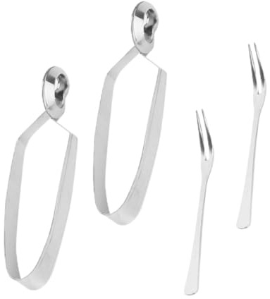POPETPOP 4 pièces Set Pinces et Fourchettes Escargots Acier Inoxydable Ustensiles de Table pour Fruits de Mer Poignée Confortable et Finition Soignée Outil Pratique pour Dîner