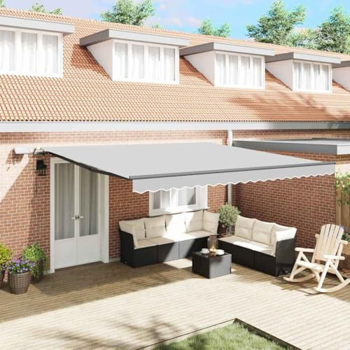 Qnhdfrt Markise 5x3,5 m Anthrazit Metall Gelenkarmmarkise mit Kurbel UV-beständiger Markisenstoff für Terrasse Balkon und Garten Modernes Design mit robuster Konstruktion