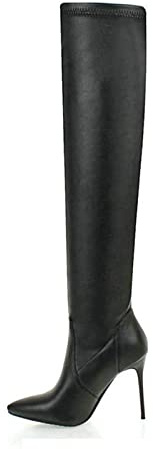 Damstövlar Stretchstövlar Dam Stretchstövlar Skinny Tunn Högklackad spetsad tå Dam Over the Knee Boots Vinterstövlar Svart Vit Lång känga