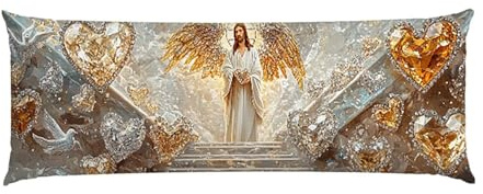 Cuscino Corpo Cuscino Gravidanza 160x50cm, Supporto Total Body Ergonomico, Copricuscini Allattamento e Maternità con Federa Velluto Lavabile, per Schiena, Pancia e Gamb, Decorativi (Gesù Angelo) p-721