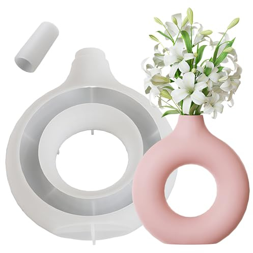 DHER Vas silikon formar gör-det-själv harts formar gjutform kristall epoxihartsform kreativ vasuppsättning blomma enhet silikonform dekoration form (cirkulär vas form)