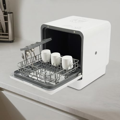 Levkitch Mini-diskmaskin, 4 tvättlägen, diskmaskin, diskmaskin, biltorkning, 6 l vattentank, perfekt för små familjer och par (6 l vattentank + 4 tvättläge)