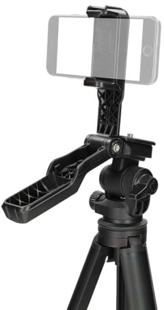 Nedis Trípode de Viaje Ligero para cámara y Smartphone, Altura Ajustable de 160 cm, Cabeza panorámica e inclinable, Soporte para teléfono y Bolsa de Transporte incluida, Color Negro