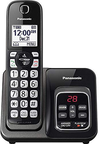 Panasonic Expandable Cordless Phone System with Call Block and Answering Machine - 1 Cordless Handsets - KX-TGD530M (Metallic Black)