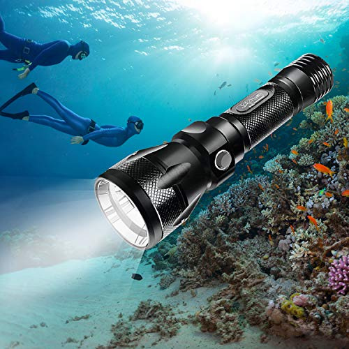 Bluefire Linterna Buceo, 1200 Lumen Linterna de Buceo Linterna Subacuática Profesional Impermeable Hasta 150m, Linterna LED Subacuática para Exteriores, Deportes y Buceo