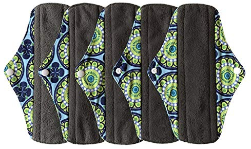 MUMBABY Menstruationspaden/Menstruationsbinden, Bambus, Dunkelgrau, 25,4 cm, 5 Stück