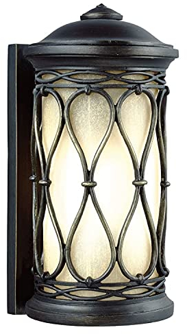 Braune Wandleuchte rund IP44 Rustikal Stahl Glas elegant ANTIQUE Außenlampe Haustür Terrasse