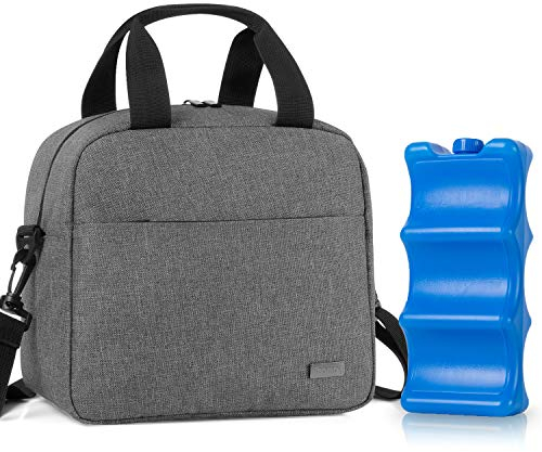 Teamoy Breastmilk Cooler Bag with Ice Pack, Baby Bottle Cooler Bag for 6 Breastmilk Bottles (up to 270ml), Grey