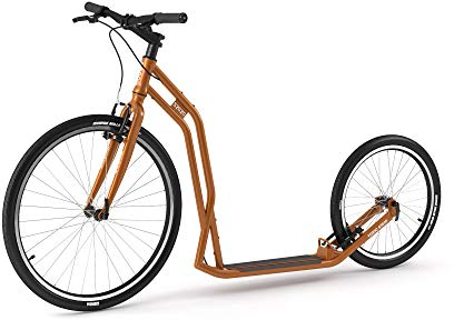 Yedoo S2620 Tretroller - bis 130 kg, Kickscooter mit Luftreifen 26/20 - Big Wheel Roller Scooter für Erwachsene, Dogscooter (orange)