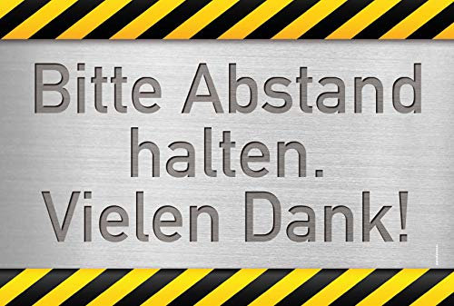 Hinweisschild Abstand halten Aluminium-Optik 30 x 20cm Kunststoff