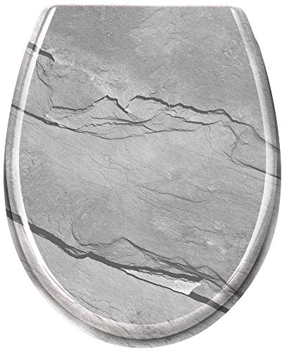 NAIZY WC-Sitz mit Absenkautomatik Toilettendeckel Toilettensitz aus Hartplastik Antibakteriell Klodeckel aus Duroplast Universal Größe, 14 Bilder zur Auswahl (Marble)