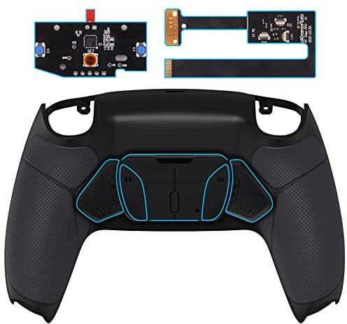 eXtremeRate Programmierbar RISE4 Remap Kit für ps5 Controller BDM-010/020,Remapper Board&Gummierter Griff Rückplate Gehäuse/Case&Rücktasten Back Paddles für ps5-Schwarz