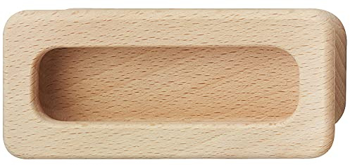 Gedotec Muschelgriff aus Holz | 1 Stück - Griffmuschel Schiebetür zum kleben | 110 x 50 mm | Buche unbehandelt rechteckig | abgerundete Kanten | natürliches Design | Falttüren Schiebetür Griffe Möbel