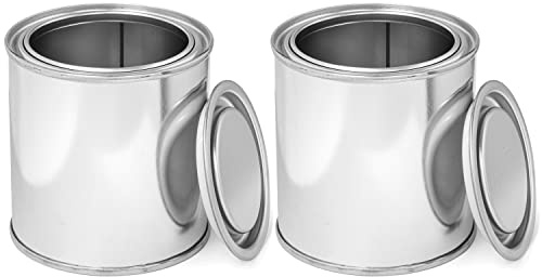 Moritz 2x Blechdose mit Deckel 250 ml leer – Farbdose Set rund Vorratsdose | Weißblech, Eindrückdeckel, stapelbar, zum Sortieren von Kleinteilen und Bastelzubehör, als praktische Geschenkverpackung