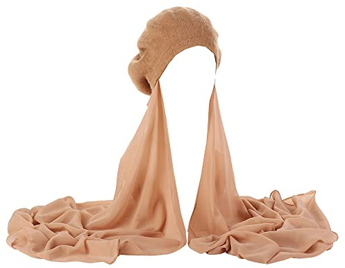JDYaoYing Muslimischer Hijab-Schal für Damen, langer Schal mit Baskenmütze, sofortiger Hijab-Wickelschal, Kopftuch