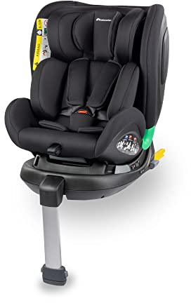 Bebeconfort EvolveFix Plus i-Size, Autositz 360 Drehbar, 0–12 Jahre, 40–150 cm, ISOFIX Kindersitz Drehbar, 10 Kopfstützenpositionen, 4 Liegepositionen, Seitenaufprallschutz, Funktionsgewebe,Black Mist