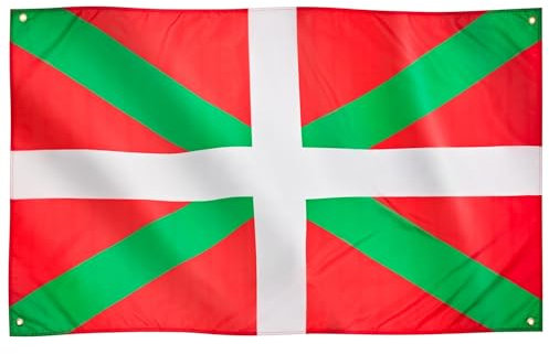 Runesol Bandiera dei Paesi Baschi, 91 x 152 cm, 3 piedi x 1,5 m, bandiera basca, 4 occhielli, occhiello in ogni angolo, bandiera País Vasco, Ikurriña, Bilbao, bandiere premium, interno, esterno