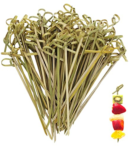 Cocktail Sticks 200 Pcs, Natural Bamboo Sticks 12cm (4.7''), Bamboo Cocktail Sticks for Food Picks, Drinks, Add Style to Your Party with Bamboo Skewers Accessories