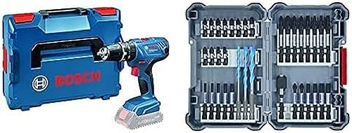 Bosch Professional 18V System Akku Schlagbohrschrauber GSB 18V-21 (ohne Akkus und Ladegerät, im L-BOXX) + 35tlg. MultiConstruction Bohrer- und Impact Control Schrauberbit-Set, Zubehör
