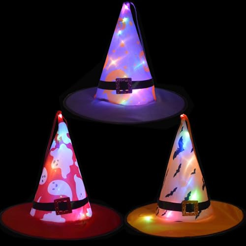Hexenhut Mädchen,XinYuor 3PCS Halloween Hexenhut,Zauberer Hut für Erwachsene Kinder,Hallooween Deko Karnevalskostüm Kostümzubehör Cosplay Mütze,Halloween Partyhut Hexenhut für Kinder Erwachsene (E)