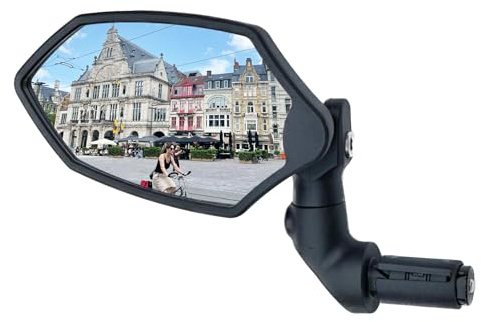 Hafny New Bar End Bike Mirror, HD Glass Lens, Ajustable & Rotatable Safe Rearview Bicycle Mirror, Blast-Resistant, HF-M6002-FR08 (Silver Glass (Universal Left or Right), 1 pc)