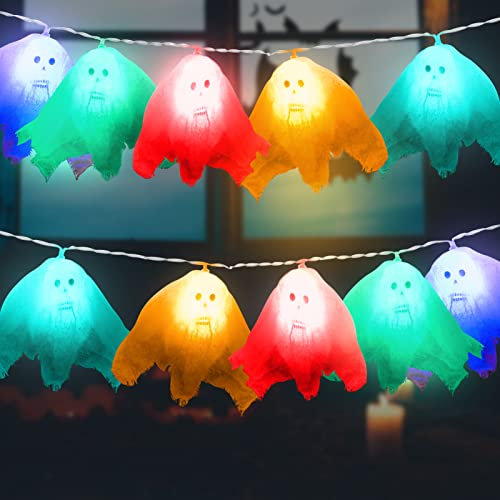 ACAREY Halloween Deko 3M Halloween Lichterkette Mit 20 LEDs Hängend Halloween Kürbis Deko Garten Für Außen, Halloween Fenster Deko Außenlaterne Beleuchtetes Halloween Schild Laterne (Bunt)