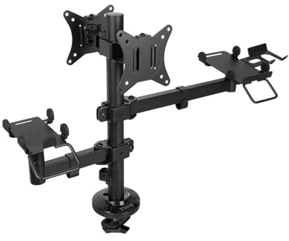 TOOQ TQPM0002 - Support de table ajustable pour POS, permet l'installation d'une imprimante + 2 écrans 17-32 + terminal avec lecteur, Couleur Noir