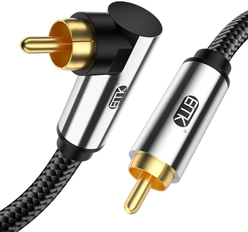 EMK Subwoofer Kabel 90 Grad Cinch Kabel Rechtwinkliges Coaxial Audio Kabel RCA Digital Audio Kabel für Verstärker, Lautsprecher, Soundbar, Heimkino und HiFi Systeme (3m)