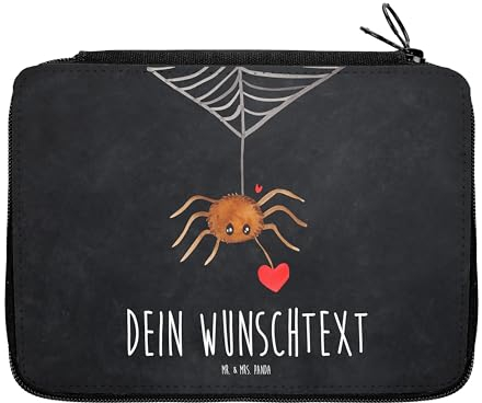 Mr. & Mrs. Panda Personalisierte Federmappe Spinne Agathe Liebe - Geschenke, Liebesgeschenk, Liebesbeweis, PersonalisierteS Stifte Etui, Stiftetasche, Verliebt, Federmäppchen mit Namen