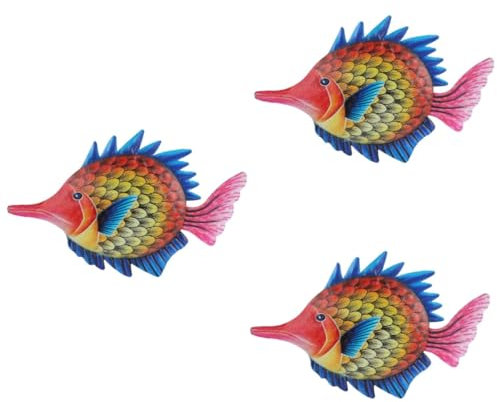 Zerodeko 3stücke Metal Fish Wanddeko Aus Metall Kreative Wanddekoration Für Innen Und Außenbereich Lebensechte Fischform Für Stilvolle Wohnakzente Perfektes Für Kunstliebhaber Gelbes