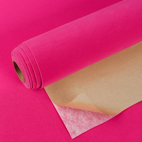 VEELIKE Magenta Pink Velvet Fabric Wallpaper Jewelry Box Hot Pink Contact Paper for Furniture Stickers Self Adhesive Velvet Flocking Fabric Bedroom Dresser Thick Lining Paper for Drawers 40cm×300cm