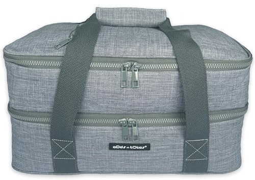 ODDS N TOTES Insulated Casserole Carrier, Double Decker Food Carrier for Hot or Cold Food, Insulated Food Bag for Casserole Dish