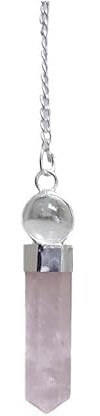 Pendule quartz rose, pointe boule quartz 4 cm