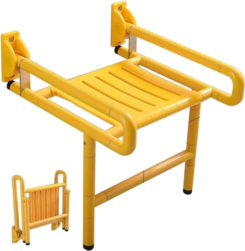 Klappbarer Duschsitz Wandmontierter Mit Stützfüßen Armlehnen Duschklappsitz Klappsitz Dusche Zusammenklappbar Dusche Sitzgelegenheit Stuhl Für Schwangere, Senioren, Behindert(Color:2)