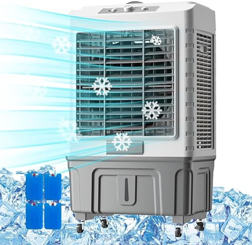 Ventilador Enfriador De Aire Evaporativo Comercial, Humidificador Industrial, Aire Acondicionado 3 En 1, Tanque De Agua Grande De 50 L, Enfriador De Ambiente De 3 Modos De Velocidad, 6 Cajas