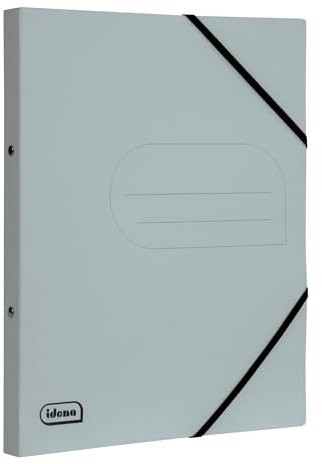 Idena 11100 - Eco Ringbuch aus Karton in DIN A4, Ordner in Grau mit 20 mm Rückenbreite und 2-Ring-Mechanik, Gummizug über Eck