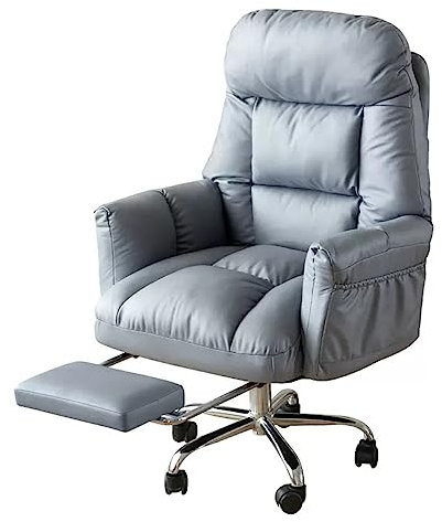 Gepolsterter Arbeitsstuhl für Zuhause, Stuhl für Computer, Hebestuhl, Bürostuhl mit Armlehne, ergonomischer Stuhl, Leder-Schreibtischstuhl (Farbe: Dunkelgrau, Größe: mit Fußhocker)