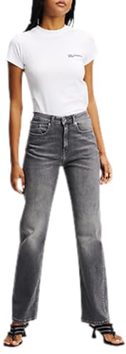 KARL LAGERFELD JEANS, Damen, High Rise Straight Denim, Gerades Bein, Grau, 2832