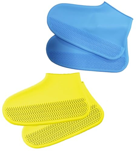 RXKFIGX Funda Zapatos Lluvia, 2 Pares Impermeable Zapatos Lluvia, Cubierta Impermeable para Zapatos, Cubrezapatos Antideslizante, Funda Silicona Zapatos Lluvia para Lluvia Nieve Barro Salpicado