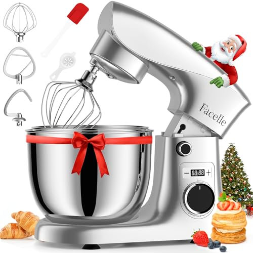 Impastatrice Planetaria Offerta 1500W, Facelle 5,5L & 4,5L Robot da Cucina Multifunzione, 10+P Impastatrice a Spirale Professionale con Gancio per Impastare, Frusta Piatta, Frusta, Bassa Rumorosità