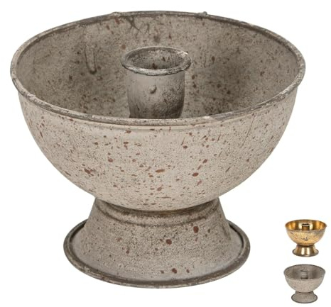 netproshop Deko Schale mit Kerzenhalter für Tafelkerzen D12,5 cm x Höhe 9 cm, Farbe:Eisen Antik