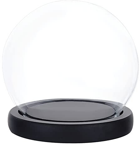VDCVADKYE Cloche d'exposition en Verre, Cloche de dôme d'affichage en Verre avec Base en Bois Noir, vitrine de dôme d'affichage décorative, vitrine Globe ature, 11x11.5cm(Black)